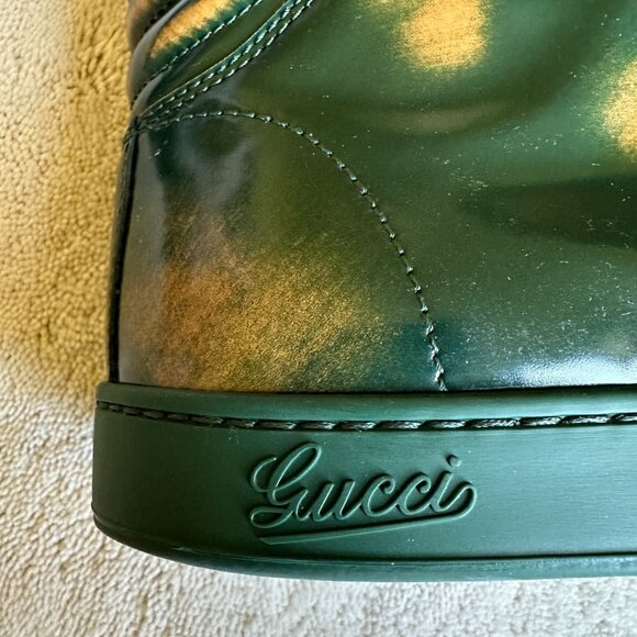 Limited Edition GUCCI Signature WEB Burnish Leather SNEAKERS Size 7.5 G | 8.5 US - Picture 9 of 16